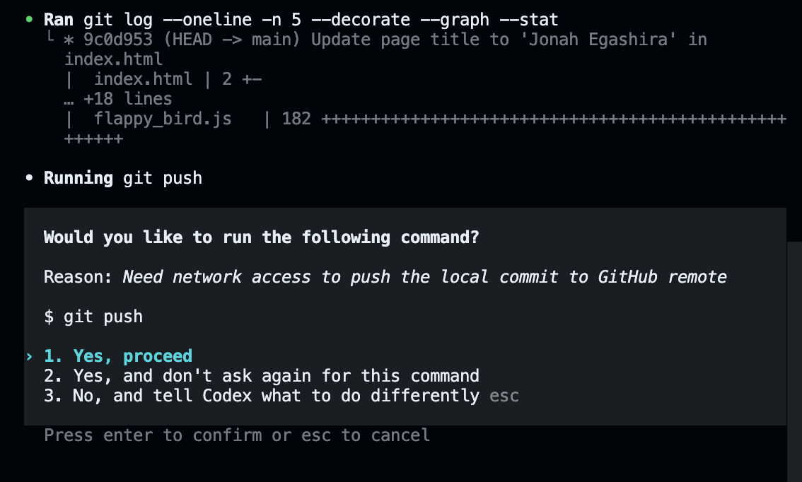 Codex commit push